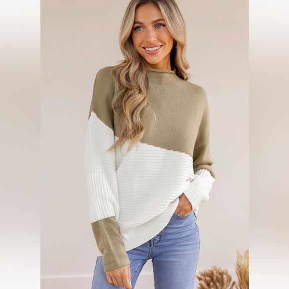 Cupshe Sweaters - Ribbed Colorblock Mock Neck Sweater